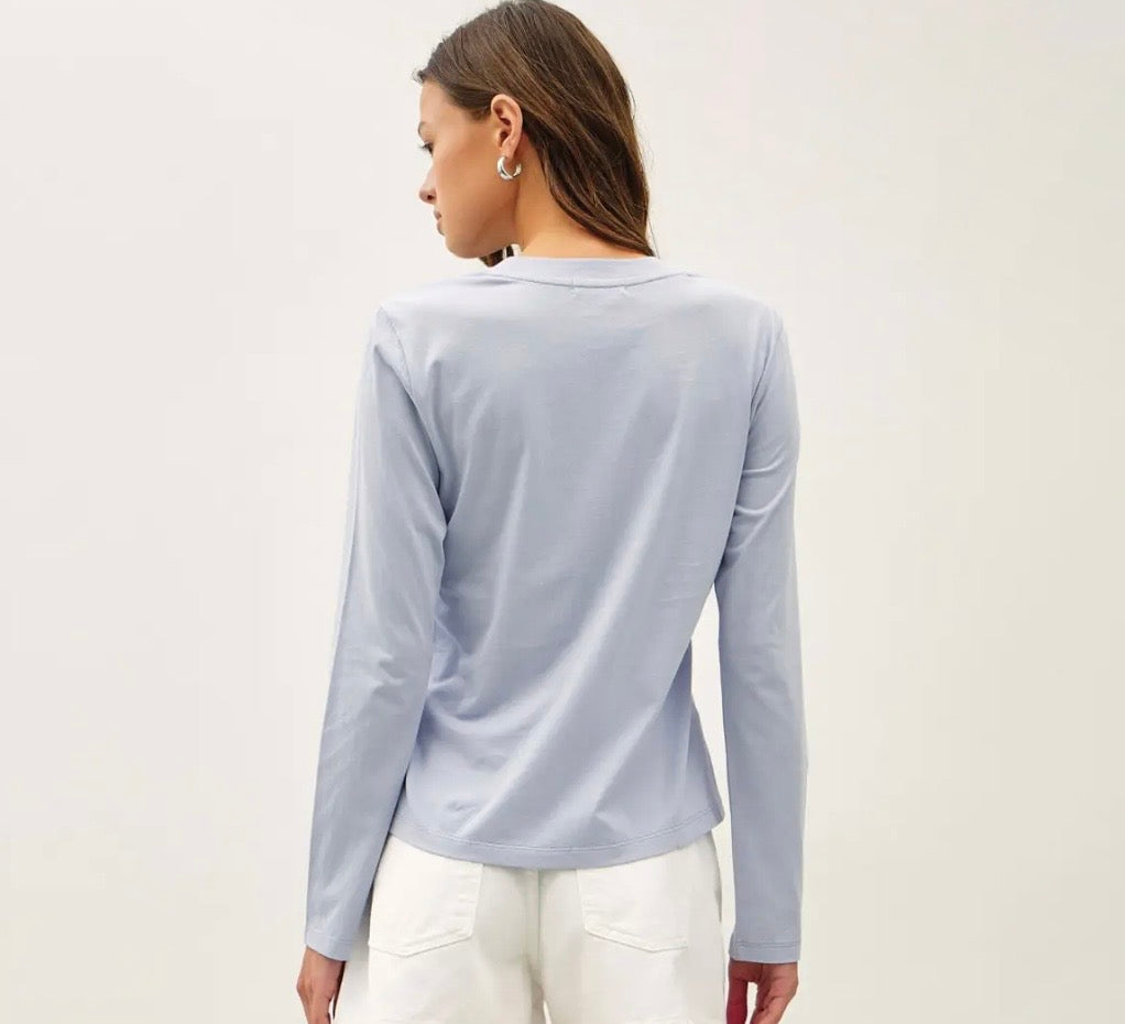 Garment Washed Cotton Long Sleeve Tee