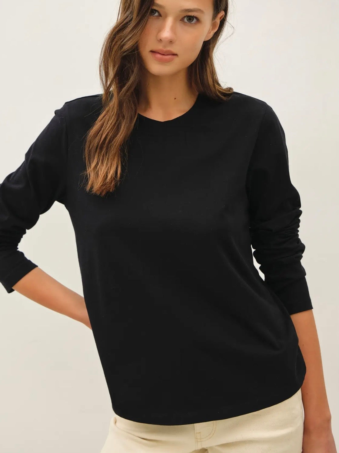 Garment Washed Cotton Long Sleeve Tee