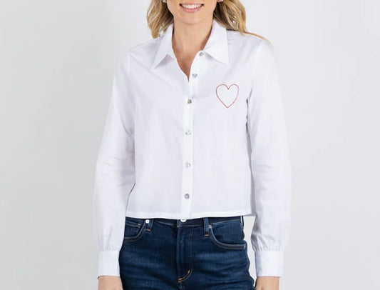 Long Sleeve Embroidered Heart Shirt