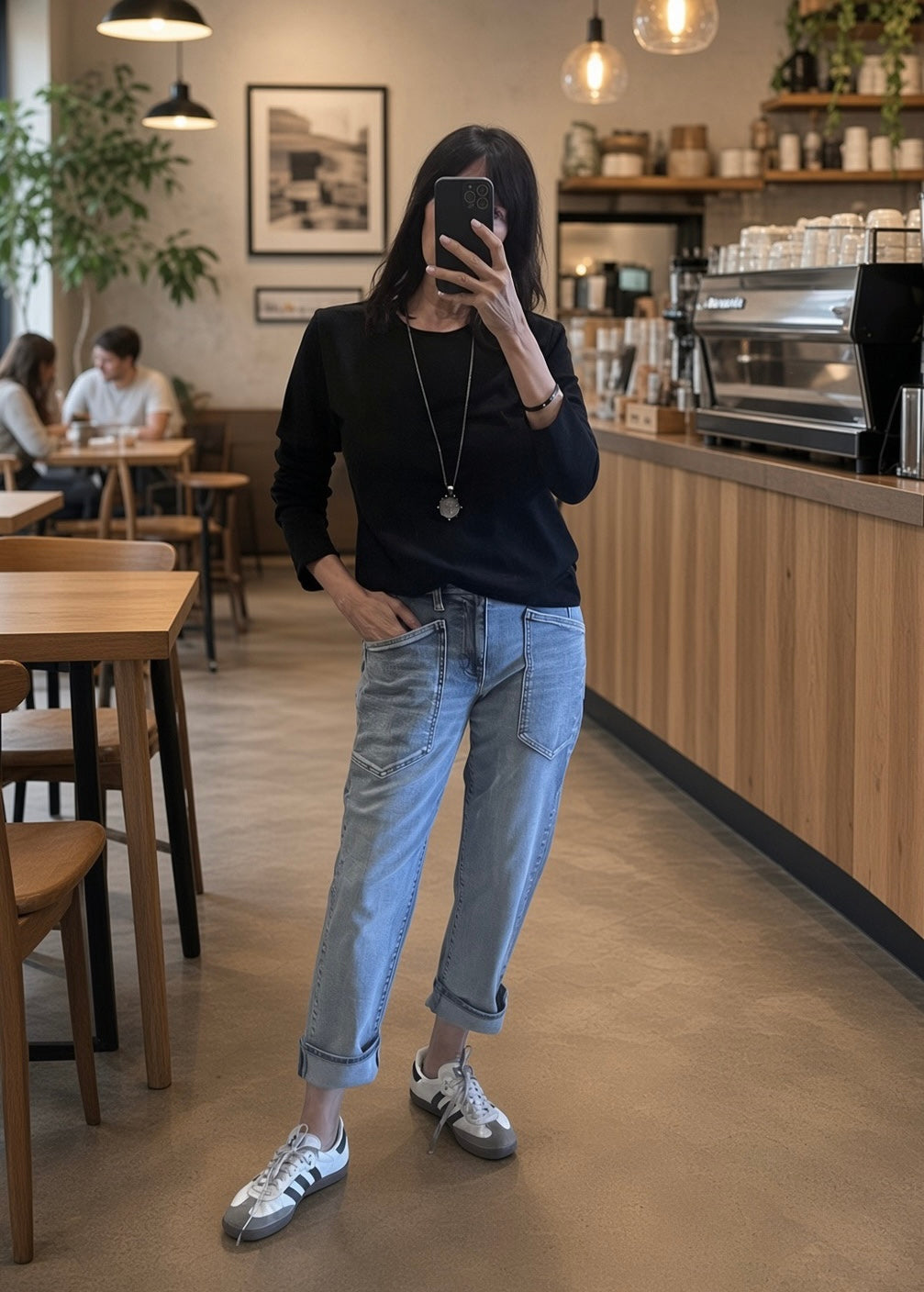 Garment Washed Cotton Long Sleeve Tee