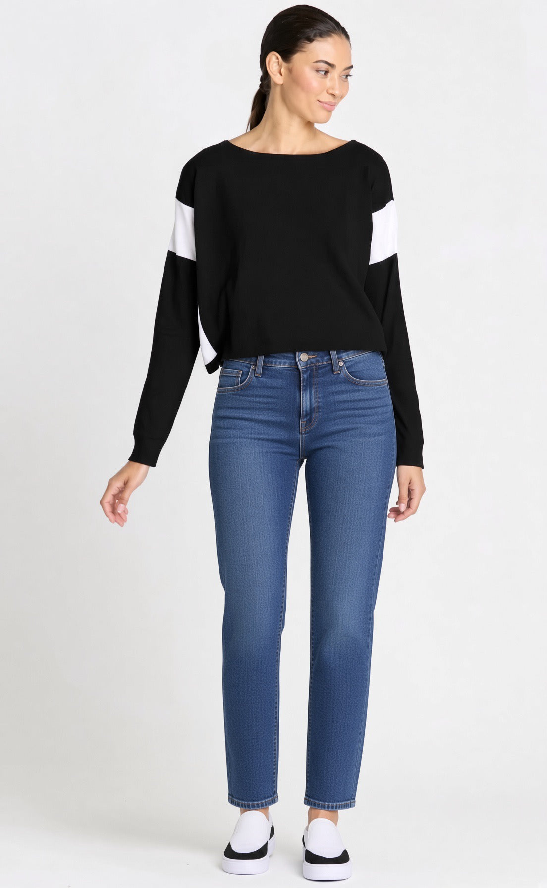 Planet Two-Tone Pima Cotton Knit Sweater