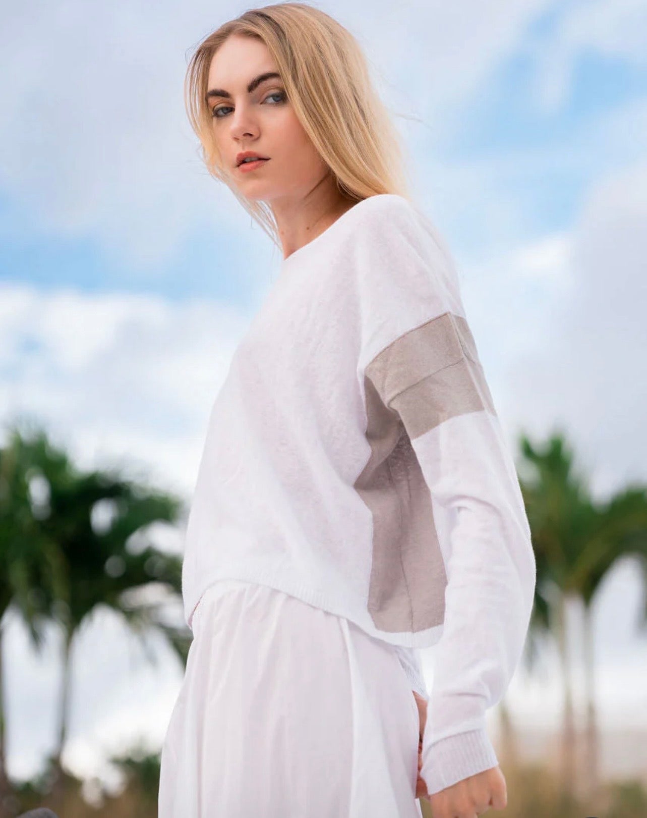 Planet Two-Tone Pima Cotton Knit Sweater