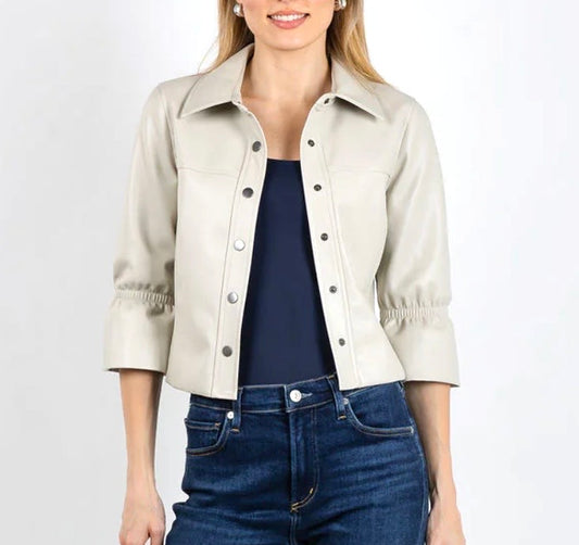 Vegan Flare Sleeve Jacket - Stone