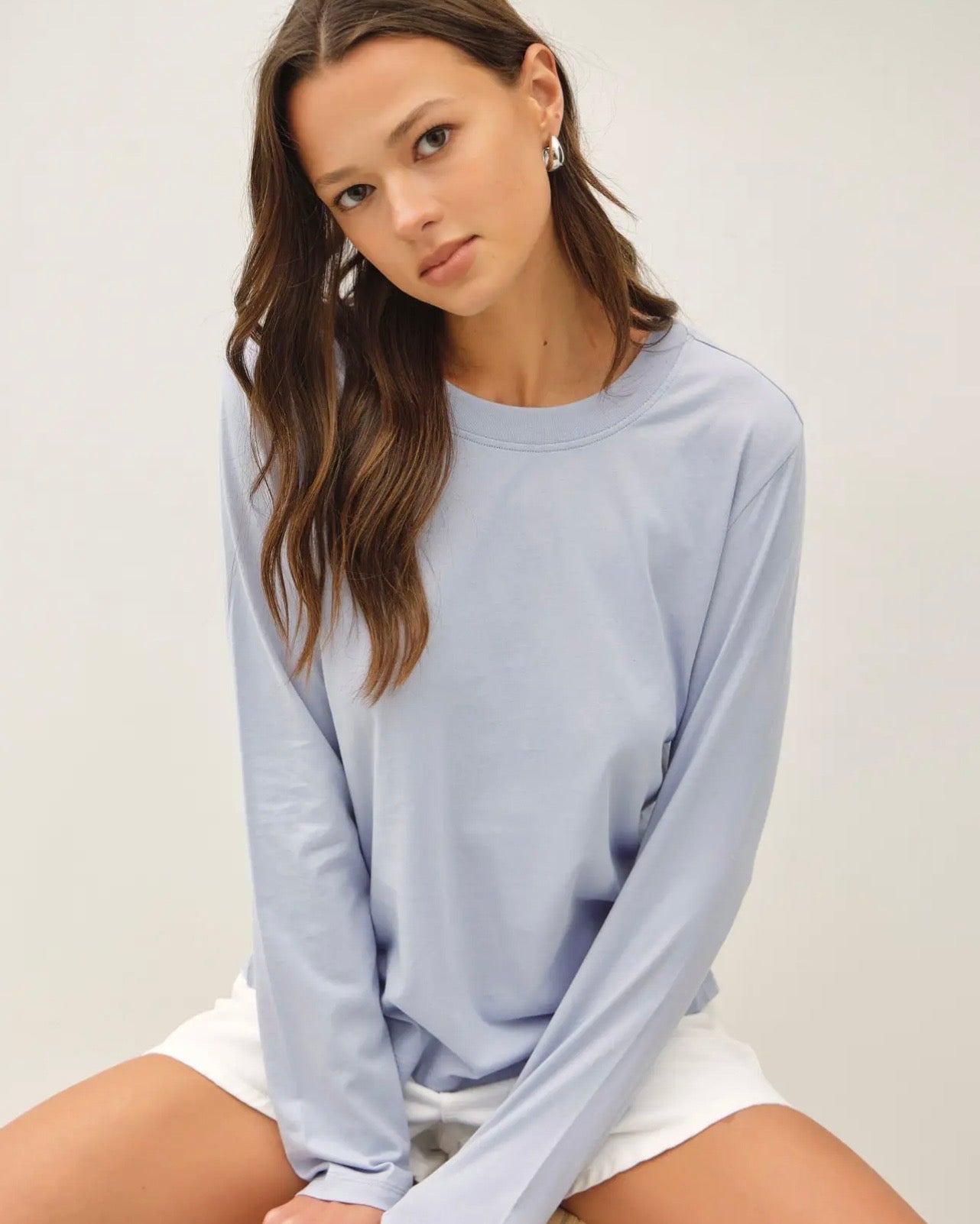 Garment Washed Cotton Long Sleeve Tee