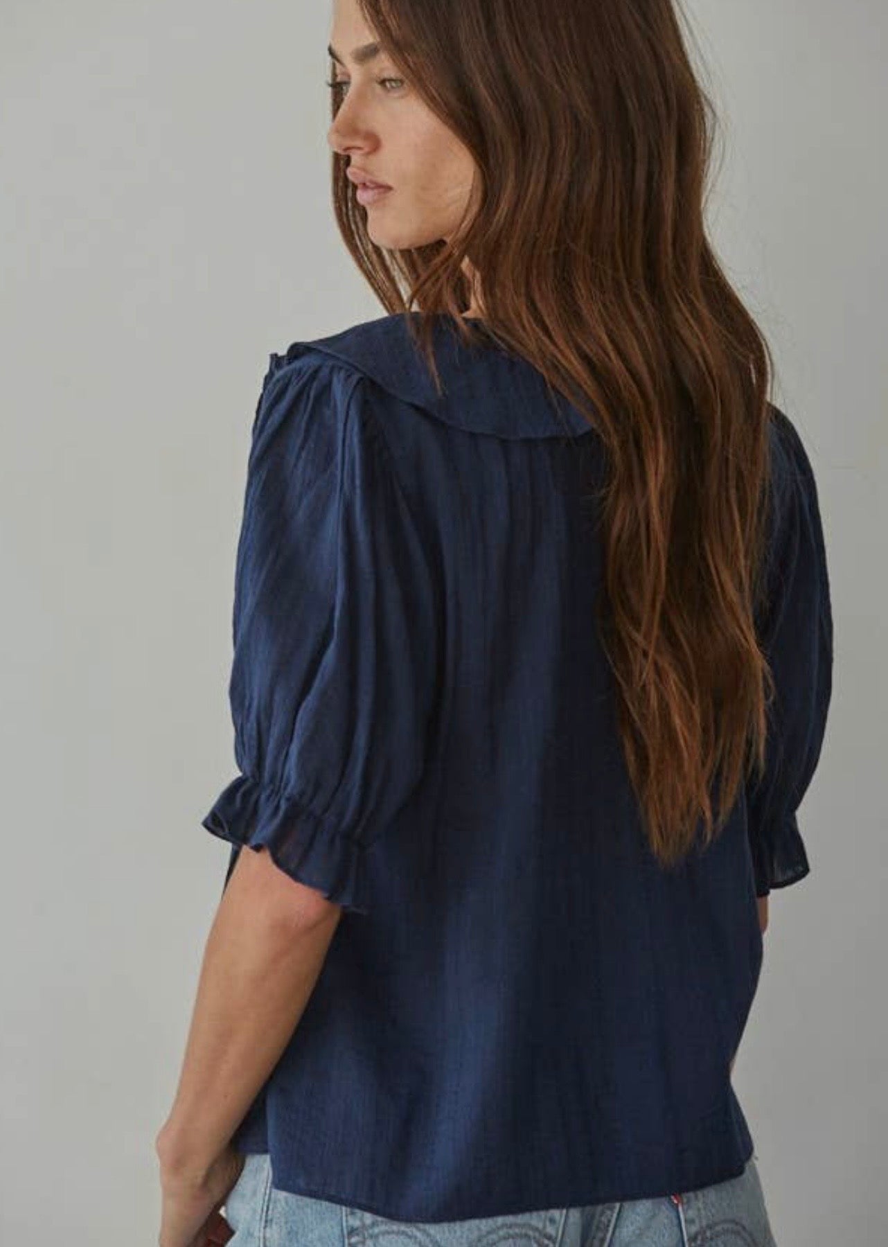 Ruffle Detail V Neck Blouse